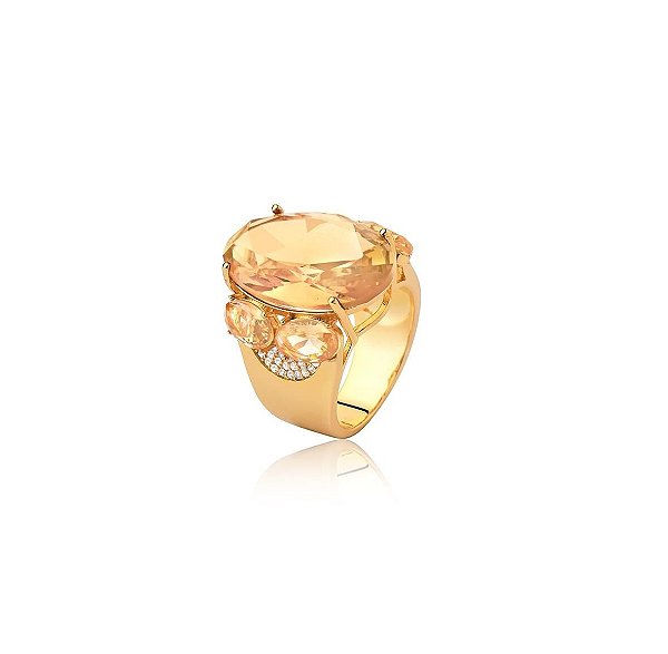 ANEL PEDRA OVAL MORGANITA BANHADO A OURO