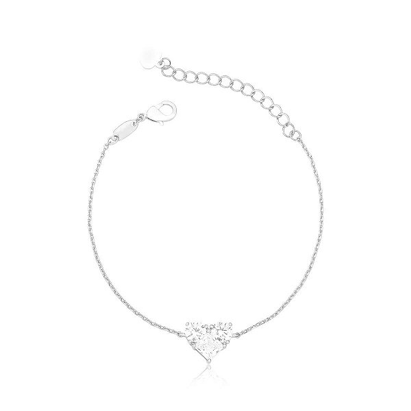 PULSEIRA CORAÇÃO CRISTAL BANHADA A RÓDIO BRANCO