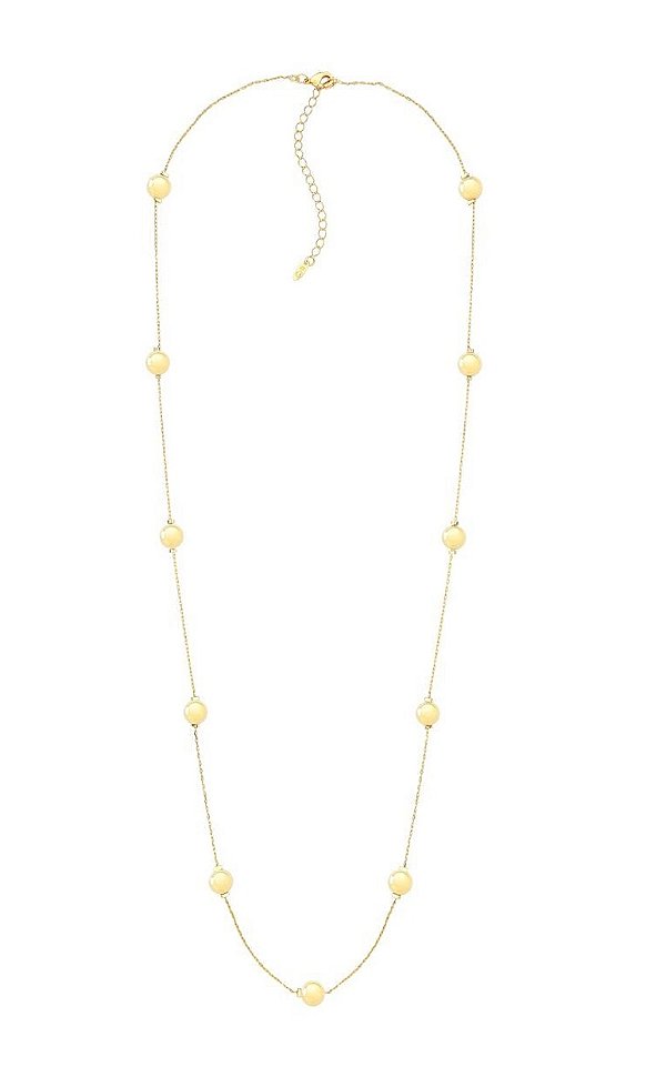 COLAR LONGO COM ESFERAS LISAS BANHADA A OURO