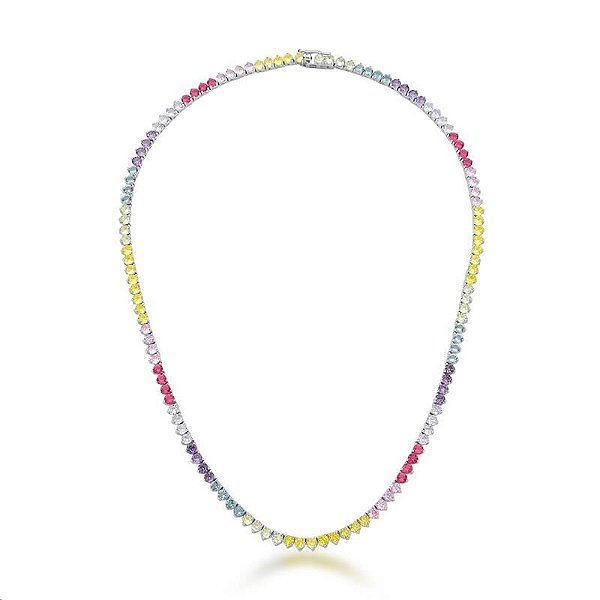 COLAR RIVIERA COM CRAVAÇÃO TRÊS PONTAS CANDY COLORS BANHADA A RÓDIO