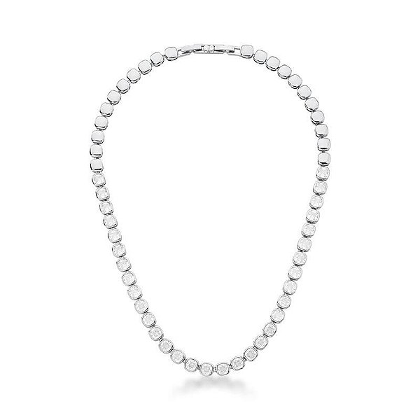 COLAR RIVIERA COM CRAVAÇÃO INGLESA BANHADA A RÓDIO BRANCO