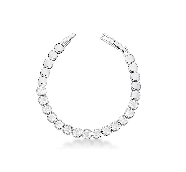 PULSEIRA RIVIERA COM CRAVAÇÃO INGLESA BANHADA A RÓDIO BRANCO