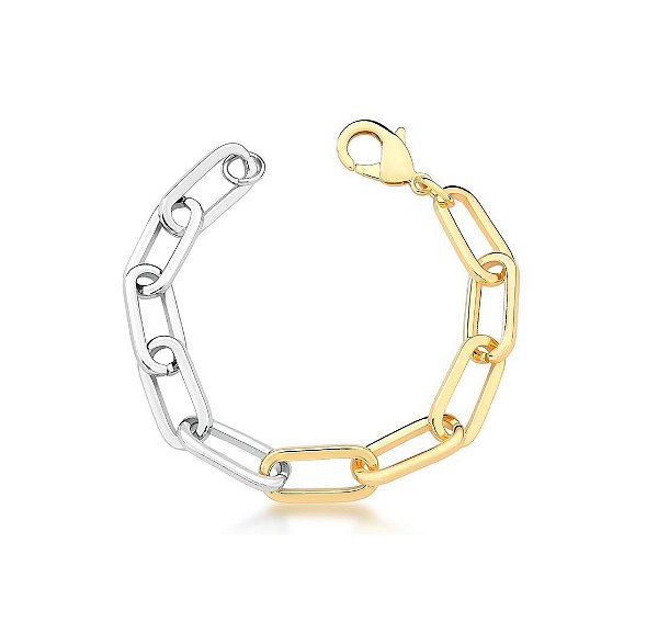 PULSEIRA ELOS RETANGULARES BANHADA A DOIS TONS