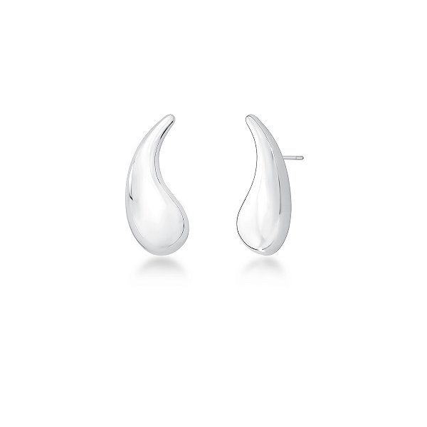 BRINCO VÍRGULA LISO BANHADO A RÓDIO BRANCO