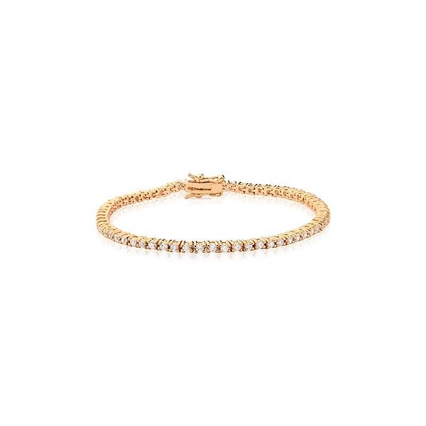 PULSEIRA RIVIERA FINA COM CRAVAÇÃO QUATRO PONTAS BANHADA A OURO