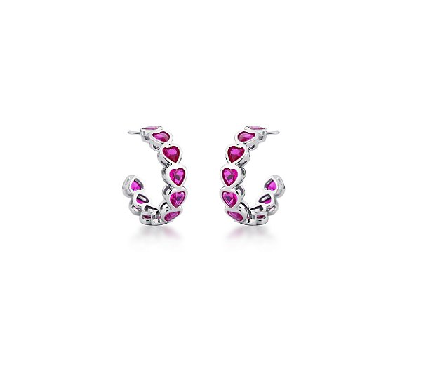 MEIA ARGOLA M CORAÇÕES PINK BANHADA A RÓDIO