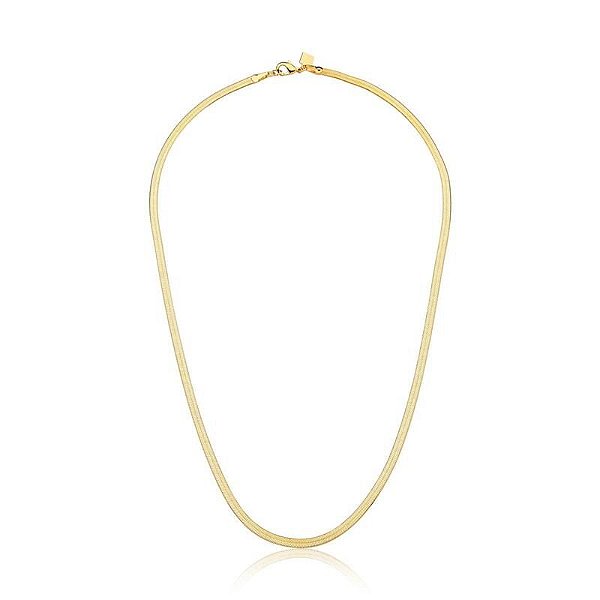 CHOKER EM MALHA LAMINADA 2MM BANHADA A OURO