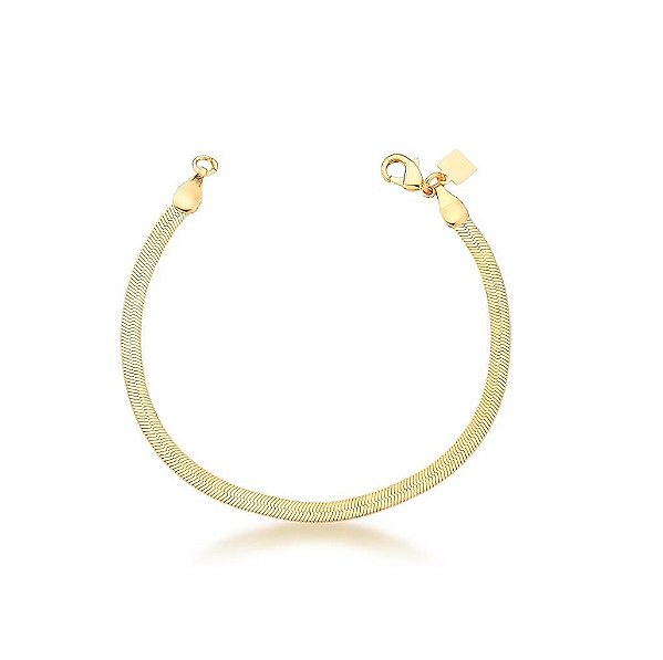 PULSEIRA MALHA LAMINADA ESTREITA BANHADA A OURO