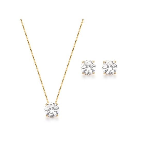 CONJUNTO PONTO DE LUZ G CRISTAL BANHADO A OURO