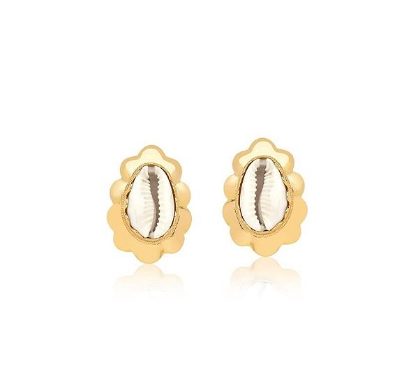 BRINCO BÚZIO COM LATERAL LISA BANHADA A OURO