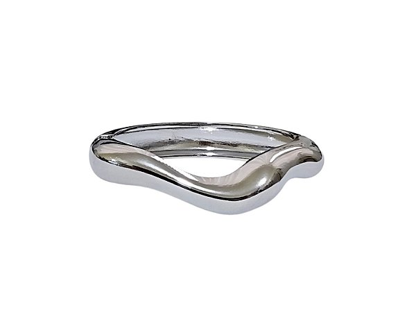 BRACELETE LISO ORGÂNICO CURVO BANHADO A RÓDIO BRANCO