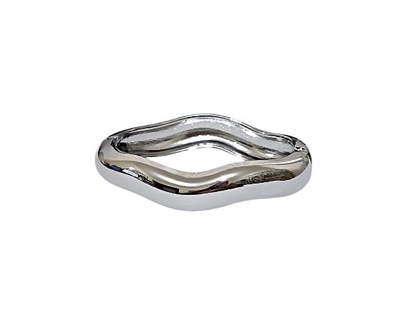 BRACELETE LISO ORGÂNICO ONDULADO BANHADO A RÓDIO BRANCO