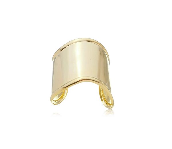 BRACELETE ABERTO LARGO LISOS BANHADO A OURO