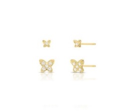 DUPLA DE BRINCOS BORBOLETA CRAVEJADAS BANHADA A OURO