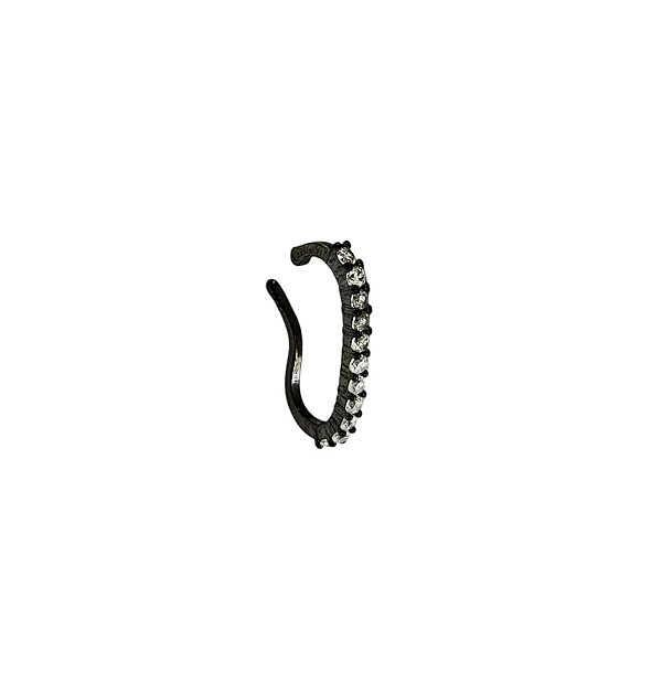 EAR HOOK UNITÁRIO CRAVEJADO FINO BANHADO A RÓDIO NEGRO