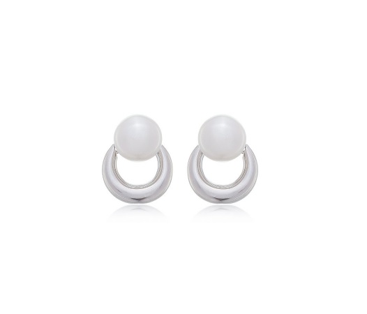 BRINCO ELO COM PÉROLA BANHADA A RÓDIO