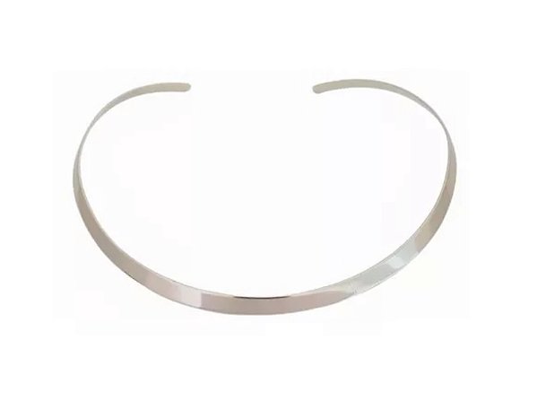 CHOKER ARO LISO BANHADO A RÓDIO BRANCO