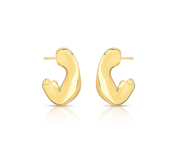 MEIA ARGOLA ORGÂNICA LISA BANHADA A OURO