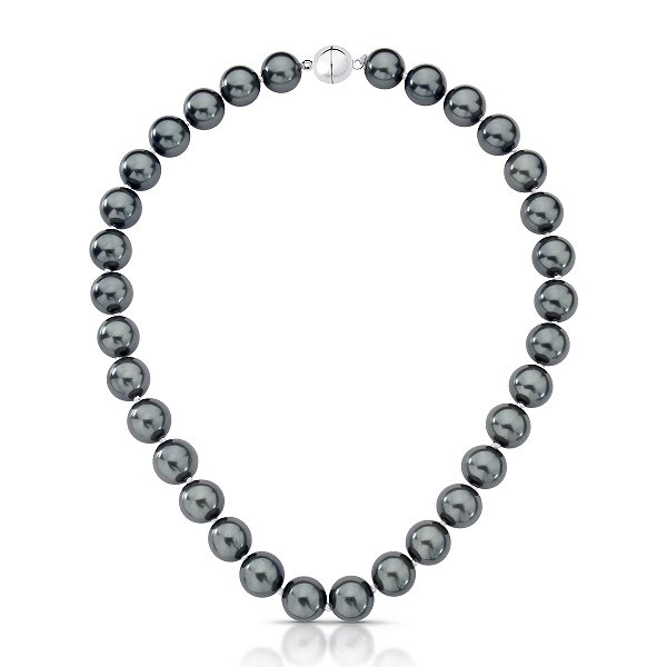 COLAR DE PÉROLAS NEGRAS BANHADO A RÓDIO BRANCO