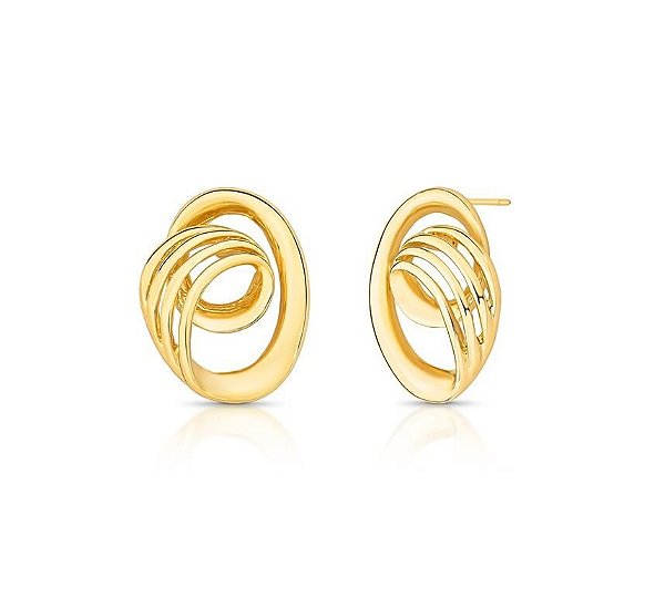 BRINCO OVAL CURVO BANHADO A OURO