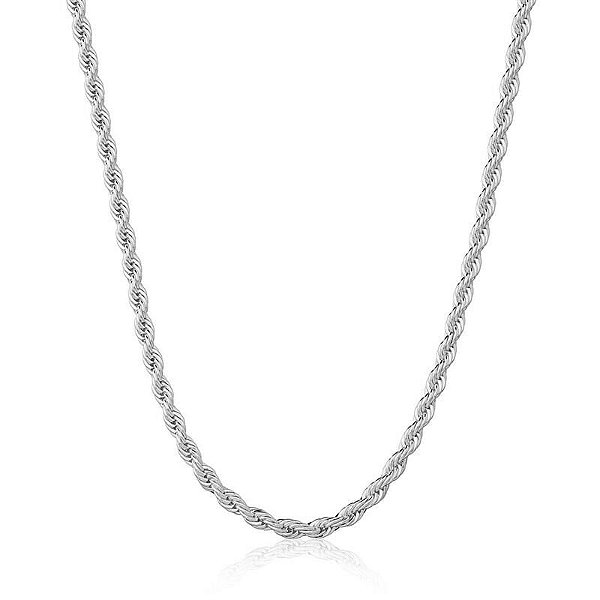 COLAR CORDÃO BAIANO 2,5 MM BANHADO A RÓDIO BRANCO