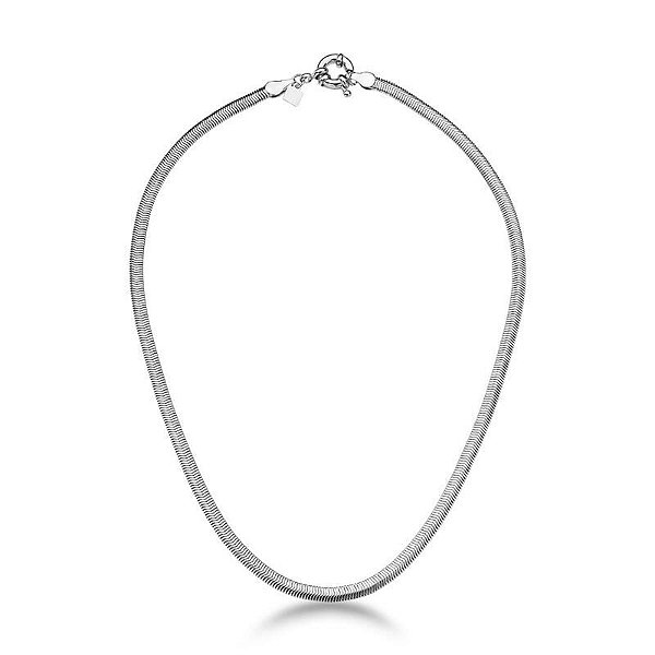 COLAR MALHA SNAKE 4 MM BANHADO A RÓDIO BRANCO