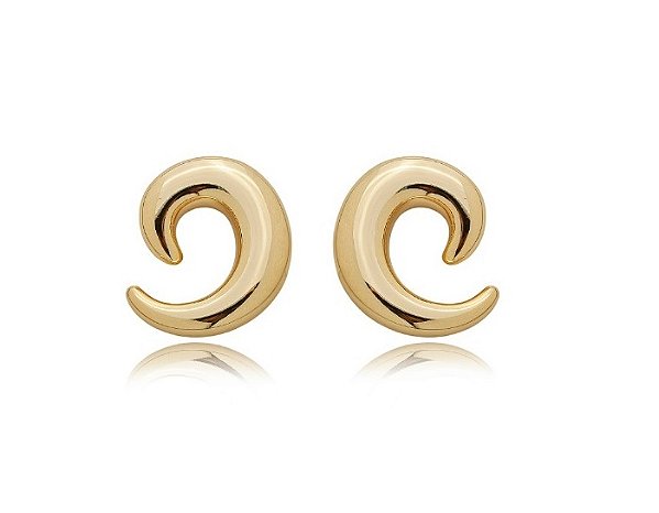 BRINCO CURVO LISO GRANDE BANHADO A OURO