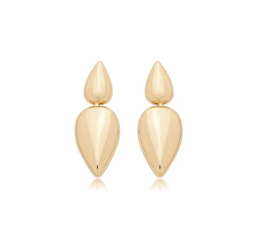 BRINCO GOTA DUPLA LISA BANHADO A OURO