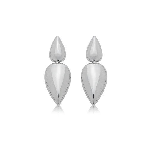 BRINCO GOTA DUPLA LISA BANHADO A RÓDIO BRANCO