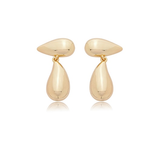 BRINCO GOTA INTERCALADA LISA BANHADO A OURO