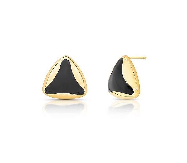 BRINCO TRIANGULAR ABAULADO ESMALTADO BANHADO A OURO