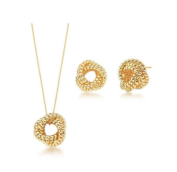 CONJUNTO NÓ TRABALHADO BANHADO A OURO
