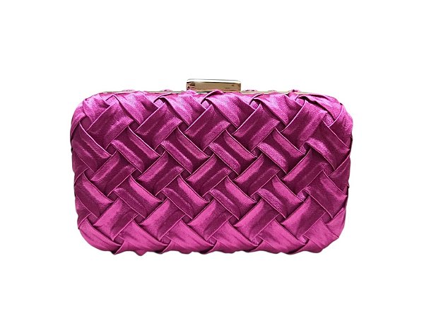 BOLSA DE FESTA RETANGULAR TRANÇADA FUCSIA