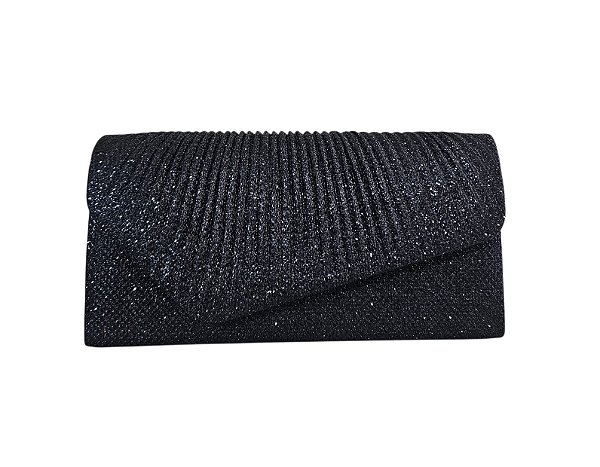 BOLSA DE FESTA RETANGULAR COM GLITTER PRETA