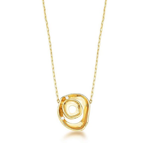 COLAR COM PINGENTE ORGÂNICO VAZADO BANHADO A OURO