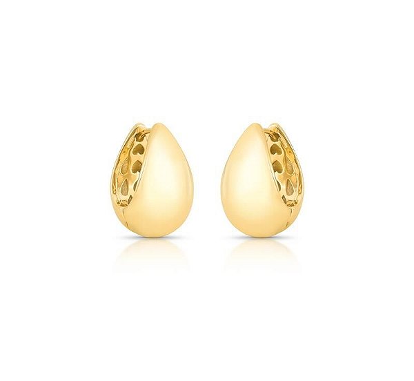 ARGOLA DE GOTA LISA GRANDE BANHADO A OURO