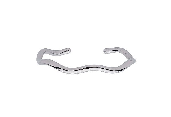 BRACELETE ORGÂNICO ABERTO BANHADO A RÓDIO BRANCO