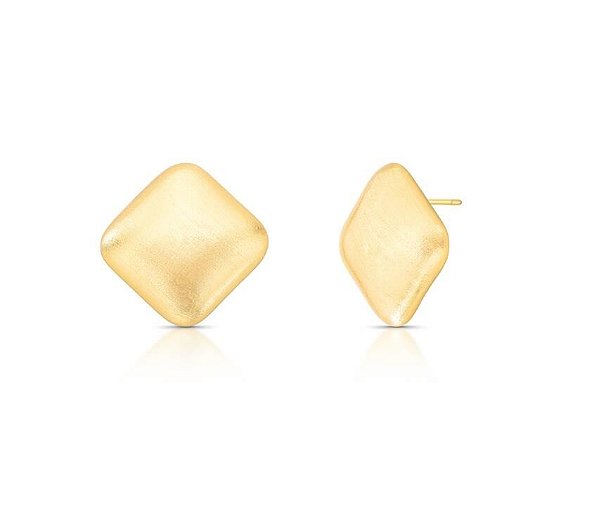 BRINCO LOSANGO ABAULADO ACETINADO BANHADO A OURO