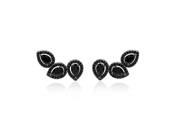 BRINCO EAR CUFF GOTAS BANHADO A RÓDIO NEGRO