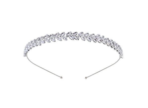 TIARA DUAS FILEIRAS NAVETE CRAVEJADAS PRATEADA