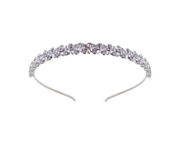 TIARA DUAS FILEIRAS CRAVEJADAS PRATEADA