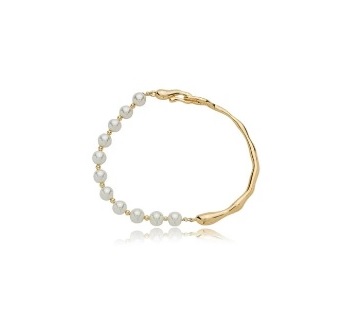 PULSEIRA ORGÂNICA COM PÉROLAS BANHADA A OURO