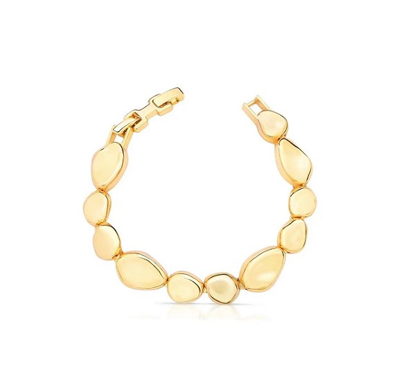 PULSEIRA OVAL ABAULADA LISA BANHADA A OURO
