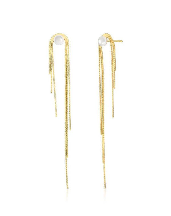 BRINCO DE FRANJA COM PÉROLA BANHADO A OURO