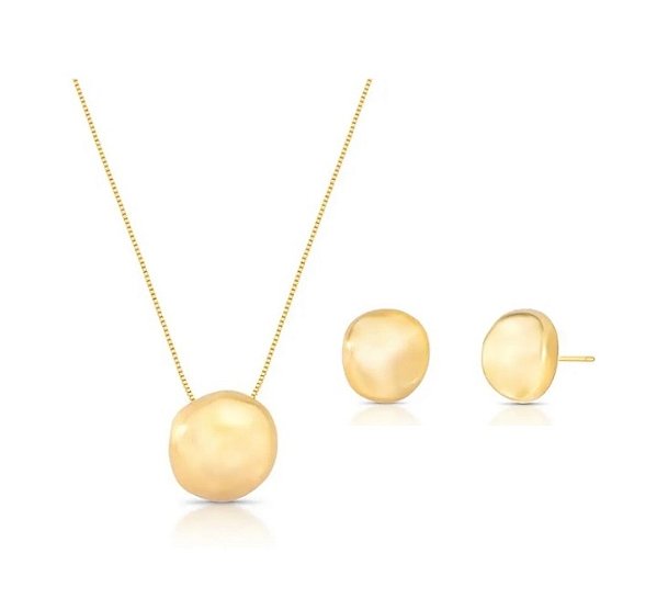 CONJUNTO ORGÂNICO LISO ACETINADO BANHADO A OURO