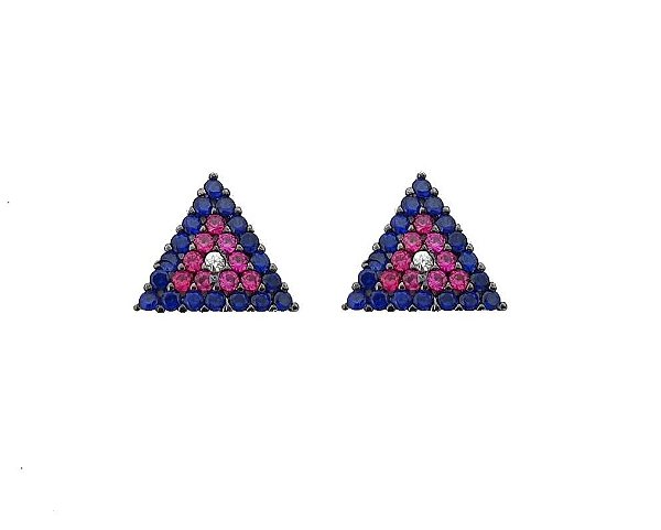 BRINCO TRIANGULAR COLORS BANHADO A RÓDIO BRANCO