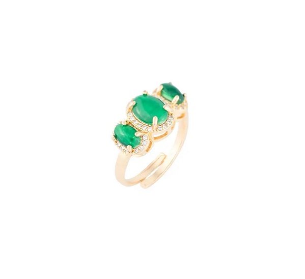 ANEL DEGRADÊ CAT EYE ESMERALDA BANHADO A OURO