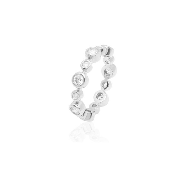 ANEL APARADOR COM CÍRCULOS CRAVEJADOS BANHADA A RÓDIO BRANCO