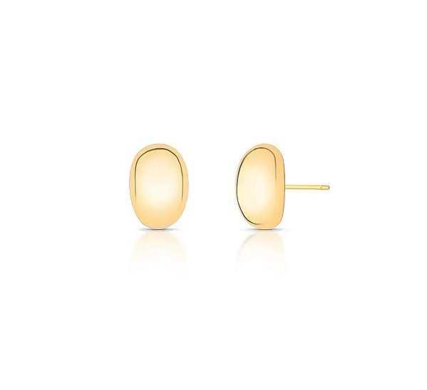 BRINCO OVALADO LISO BANHADA A OURO