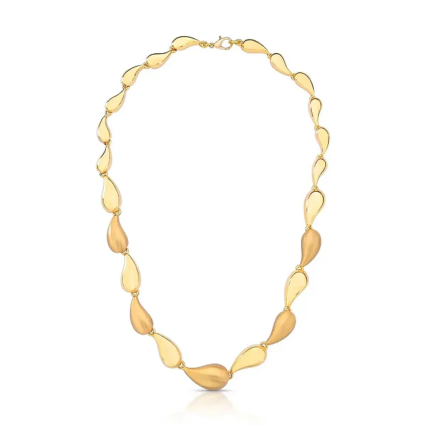 COLAR GOTAS INTERCALADAS ACETINADAS E POLIDAS BANHADO A OURO